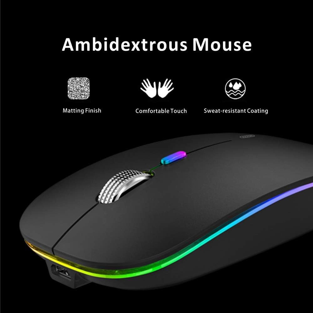 Uiosmuph G12 LED Wireless Mouse – Slim, Silent & Rechargeable